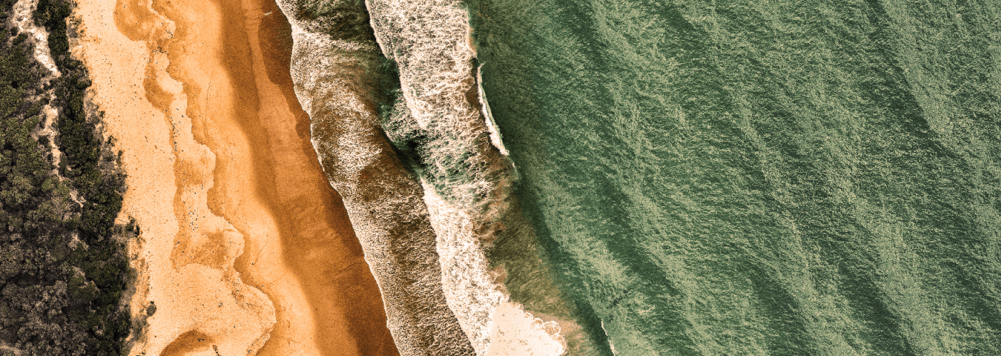 An birds-eye view of a coastline.