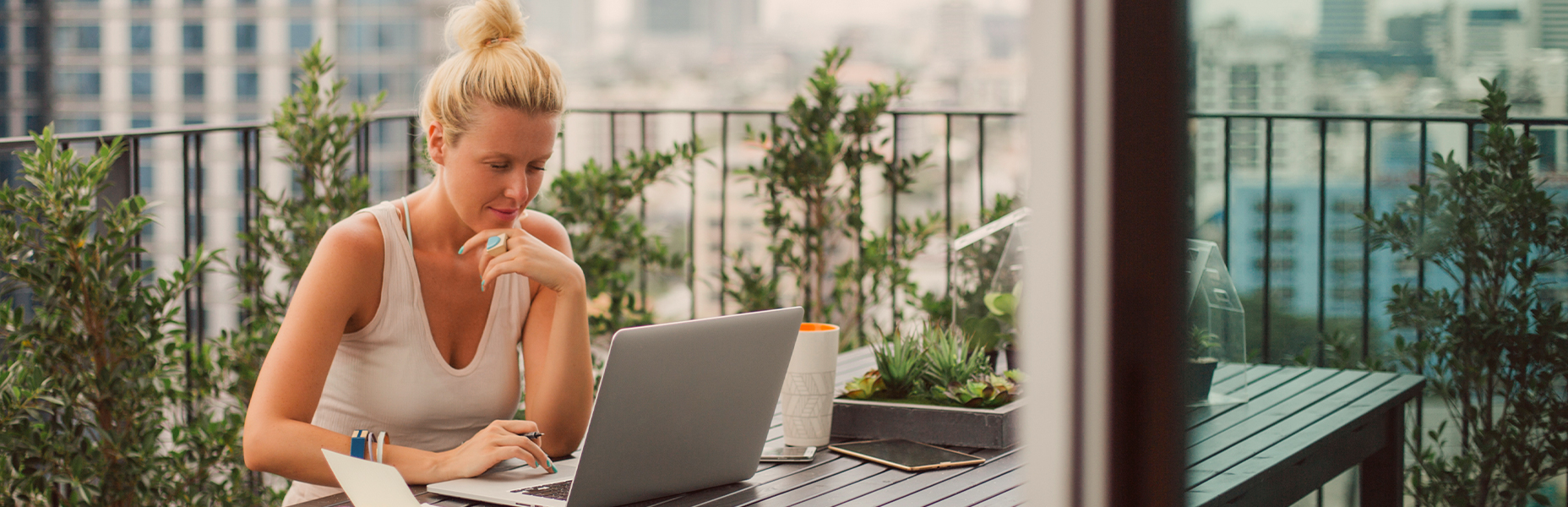 Woman using laptop