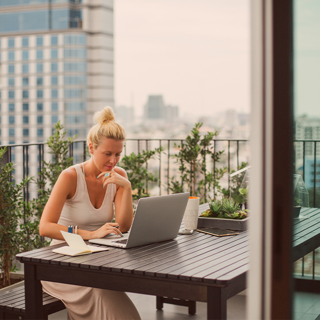 Woman using laptop