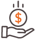 hand with money symbol hovering above